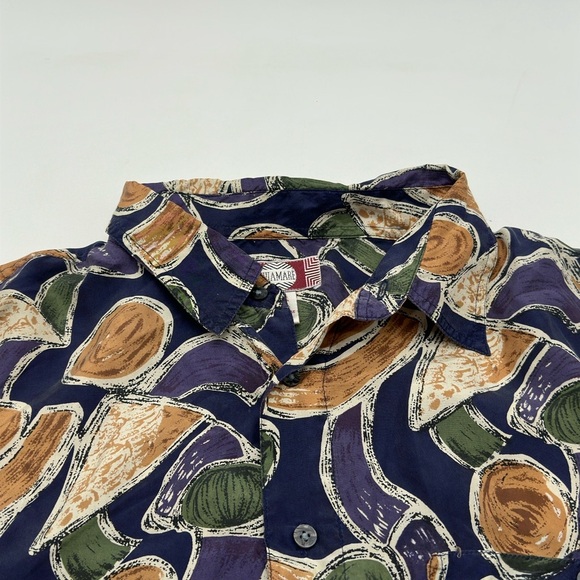 Chiamare 100% Silk Men’s XL Cool Design Short Sleeve Collared Button Down - Picture 5 of 8